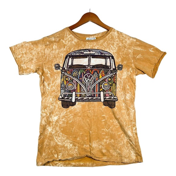 Hippie Volkswagen Bus Microbus Stone Wash No Time T-Shirt Mens/Unisex Yellow M - Picture 1 of 7
